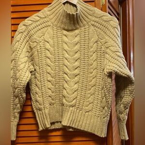 Cable Knit Turtleneck Sweater - Cream